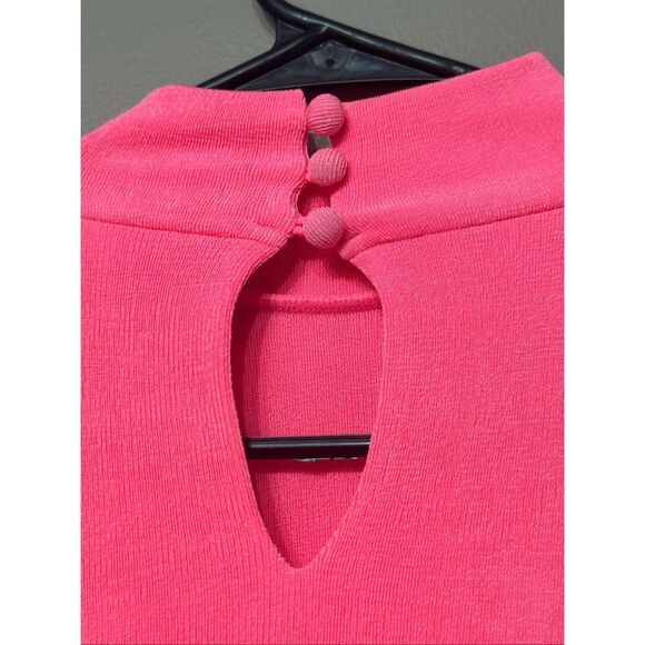 NWT SER.O.YA Delta Neon Pink High Neck Bodycon Ruched Dress Women's Small - Picture 12 of 12